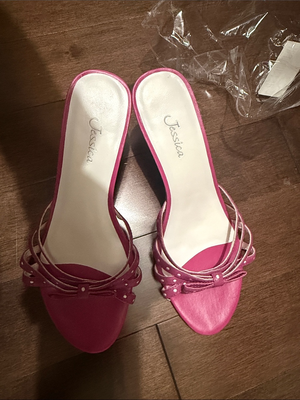 Jessica Pink Strappy Slip-On Heels